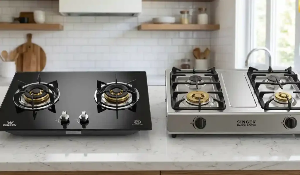 গ্লাস টপ বনাম স্টেইনলেস স্টিল বডি গ্যাসের চুলা